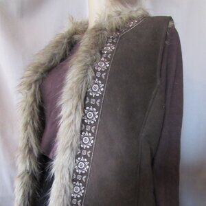 Ann Taylor Loft Nordic Vest Chocolate Brown